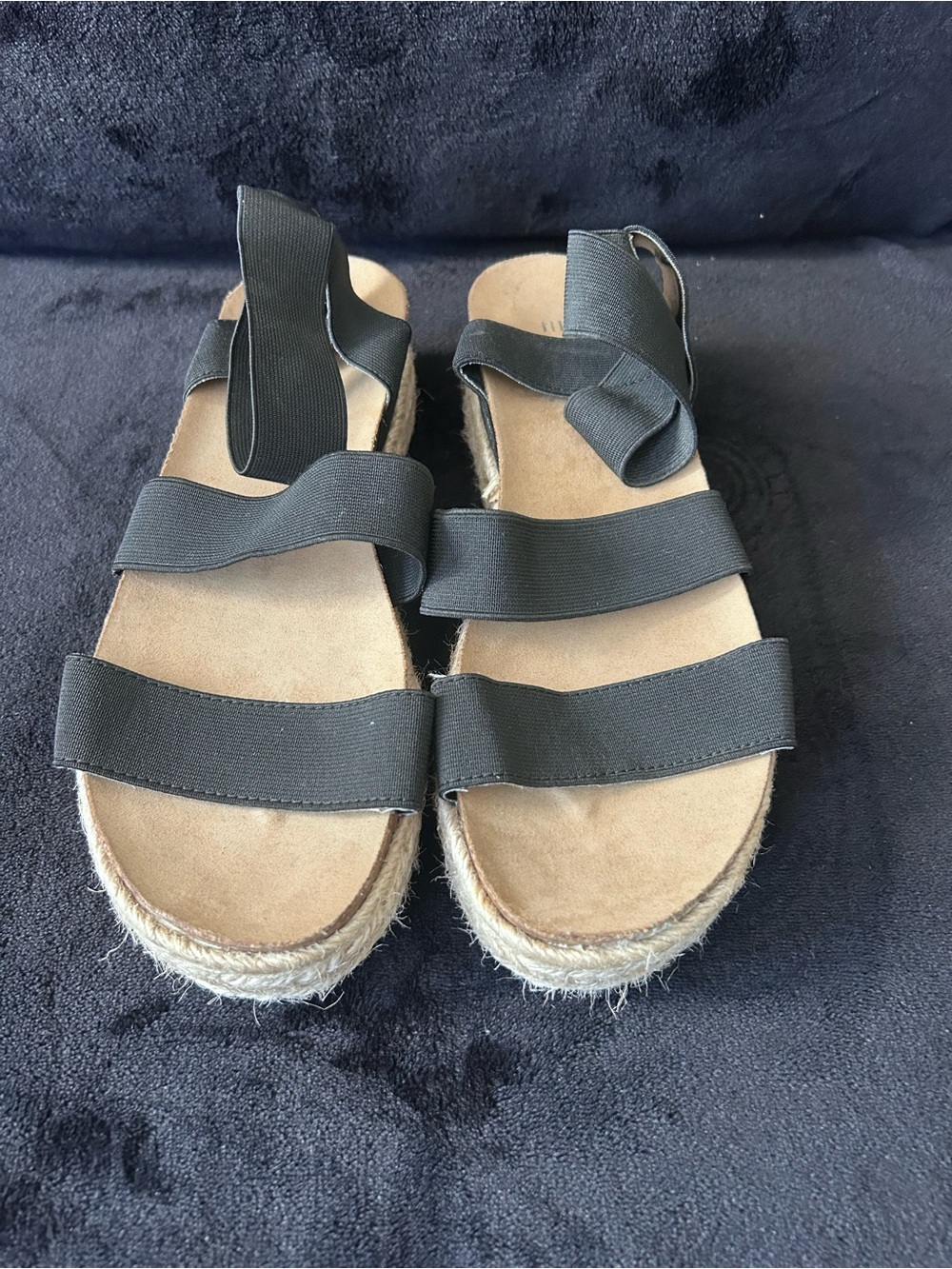 Esprit Black Elastic-Strap Espadrille Sandals